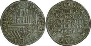Pays-bas Méridionaux - Jeton 1584/1581, Arras. Prise de Tournai par Alexandre Farnèse