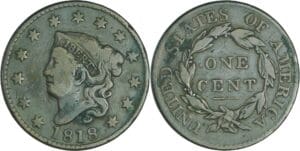 Etat-Unis - Large cent Coronet 1818
