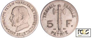 France - Etat français (1940-1944) - 5 francs maréchal Pétain 1941