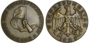 Allemagne - République Weimarer - Médaille, Ehrenpreis des Reichspräsidenten am Verfassungstag 1929, par H.Noack Friedenau, Berlin