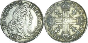 France - Louis XIV (1643-1715) - ½ écu aux 8 L, 1er type - 1690 P (Dijon)