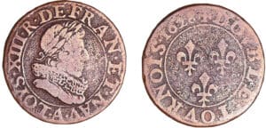 Louis XIII (1610-1643) - Double tournois au buste juvénile et col fraisé - 1628 A (Paris)