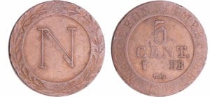 France - Napoléon 1er (1804-1814) - 5 centimes 1808 BB (Strasbourg)