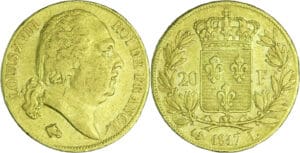 France - Louis XVIII (1815-1824) - 20 francs au buste nu 1817 L (Bayonne)