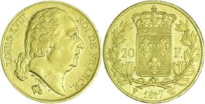 France - Louis XVIII (1815-1824) - 20 francs au buste nu 1817 W (Lille)