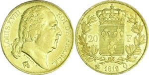France - Louis XVIII (1815-1824) - 20 francs au buste nu 1818 Q (Perpignan)