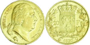 France - Louis XVIII (1815-1824) - 20 francs au buste nu 1820 Q (Perpignan)