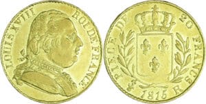 France - Louis XVIII (1815-1824) - 20 francs au buste habillé 1815 R (Londres)