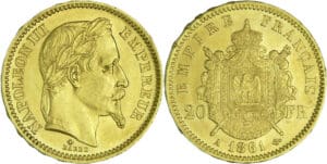 France - Napoléon III (1852-1870) - 20 francs tête laurée 1861 A (Paris)