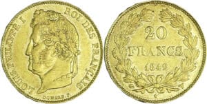 France - Louis-Philippe Ier (1830-1848) - 20 francs tête laurée 1842 W (Lille)