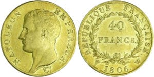 France - Napoléon 1er (1804-1814) - 40 francs calendrier grégorien 1806 W (Lille)