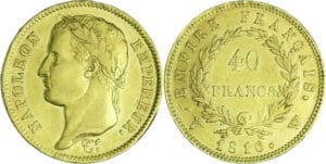 France - Napoléon 1er (1804-1814) - 40 francs revers empire1810 W (Lille)