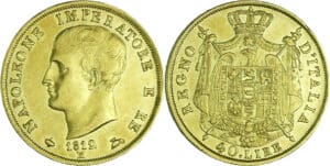 Italie - Règne d'Italie - 40 lire 2ème type - Tranche en creux - 1812 M (Milan)