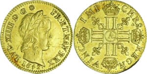France - Louis XIV (1643-1715) - ½ louis d’or à la mèche longue - 1652 A (Paris)