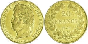 France - Louis-Philippe Ier (1830-1848) - 20 francs tête laurée 1848 A (Paris)