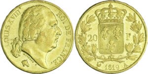 France - Louis XVIII (1815-1824) - 20 francs au buste nu 1819 A (Paris)