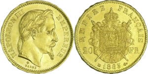 France - Napoléon III (1852-1870) - 20 francs tête laurée 1863 BB (Strasbourg)