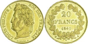 France - Louis-Philippe Ier (1830-1848) - 20 francs tête laurée 1840 A (Paris)