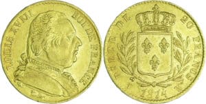 France - Louis XVIII (1815-1824) - 20 francs au buste habillé 1814 W (Lille)