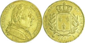 France - Louis XVIII (1815-1824) - 20 francs au buste habillé 1814 A (Paris)