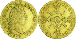 France - Louis XIV (1643-1715) - ½ louis d’or aux 4 L - 1694 D (Lyon)