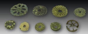 Celte - Lot de 9 rouelles en plomb en bronze - Lot 15 - (Ier siècle av.)