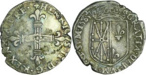 France - Navarre - Henri III de Navarre, II de Béarn - Quart d'écu 1585 (Pau)