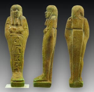 Égypte - Basse Époque - Oushebti en fritte émaillée - 664 / 343 av. J.-C. (26ème-30ème dynasties)