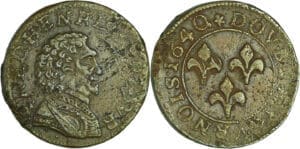 France - Principauté d'Orange - Frédéric-Henri - Double tournois 1640 (Orange) piéfort inédit