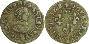 France - Dombes - Gaston d'Orléans - Double tournois 1636 B (Trévoux)