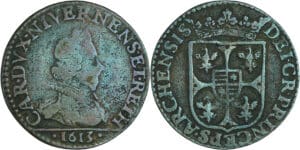 France - Champagne - Comté de Rethel - Charles de Gonzague - Double liard 1613