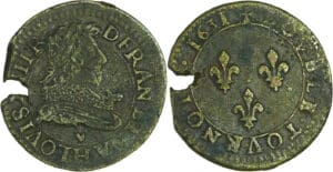 France - Louis XIII (1610-1643) - Double tournois au buste juvénile et col fraisé - 1631 H (La Rochelle)