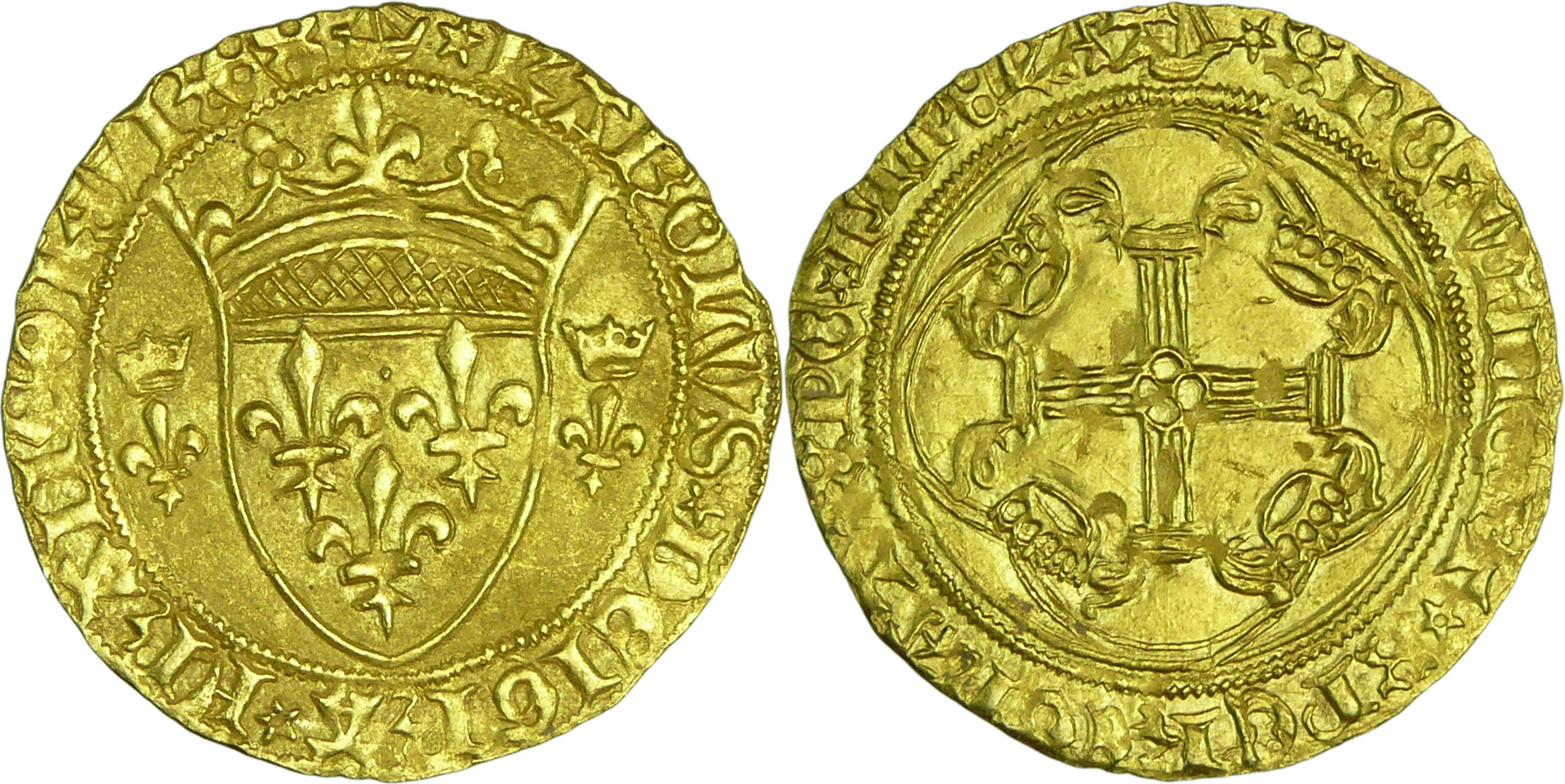 France - Charles VII (1422-1461) - Écu d'or à la couronne - 7ème émission (16 juin 1455) - Bordeaux France - Charles VII (1422-1461) - Écu d'or à la couronne - 7ème émission (16 juin 1455) - Bordeaux
