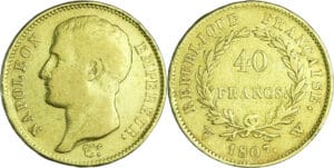 France - Napoléon 1er (1804-1814) - type transitoire - 40 francs tête nue 1807 W (Lille)
