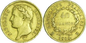 France - Napoléon 1er (1804-1814) - 40 francs revers république 1808 H (La Rochelle)