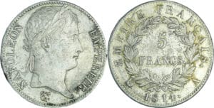 France - Napoléon 1er (1804-1814) - 5 francs revers empire 1814 A (Paris)
