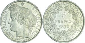 France - Gouvernement de défense nationale (1870-1871) - 5 francs Cérès avec légende - 1870 A (Paris)