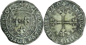 France - Charles VII (1422-1461) - Blanc dentelé 1ère émission (5 avril 1431) - Chinon Hybride