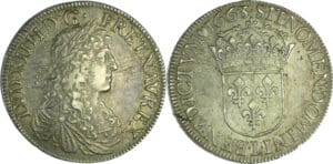 France - Louis XIV (1643-1715) - Écu au buste juvénile, 1er type - 1663 L (Bayonne)
