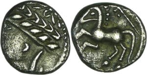 France - Allobroges - Denier VOL au cheval galopant et au caducée (60-50 av. J.-C.)