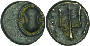 Illyrie - Béotie - Bronze au bouclier et au trident