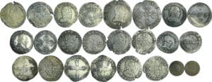 France - Lot de 12 monnaies royales de Charles IX à Henri IV, 11 monnaies en argent et une en cuivre