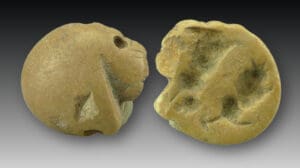 Mésopotamie - Période Djemdet Nasr - Amulette plate zoomorphe - 3500 / 2000 av. J.-C.