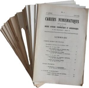 SOCIÉTÉ D’ÉTUDES NUMISMATIQUES ET ARCHÉOLOGIQUES, « Cahiers Numismatiques, nos 1 à 41 », Paris, SÉNA, 1964-1974