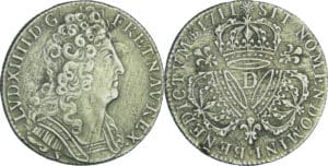 France - Louis XIV (1643-1715) - ¼ d'écu aux 3 couronnes - 1711 D (Lyon)