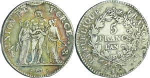 France - Directoire (1795-1799) - 5 francs Hercule union et force An 7 L (Bayonne)