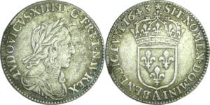 France - Louis XIII (1610-1643) - 1/12 d'écu du 2ème poinçon de Warin - 1643 A (Paris), Rose
