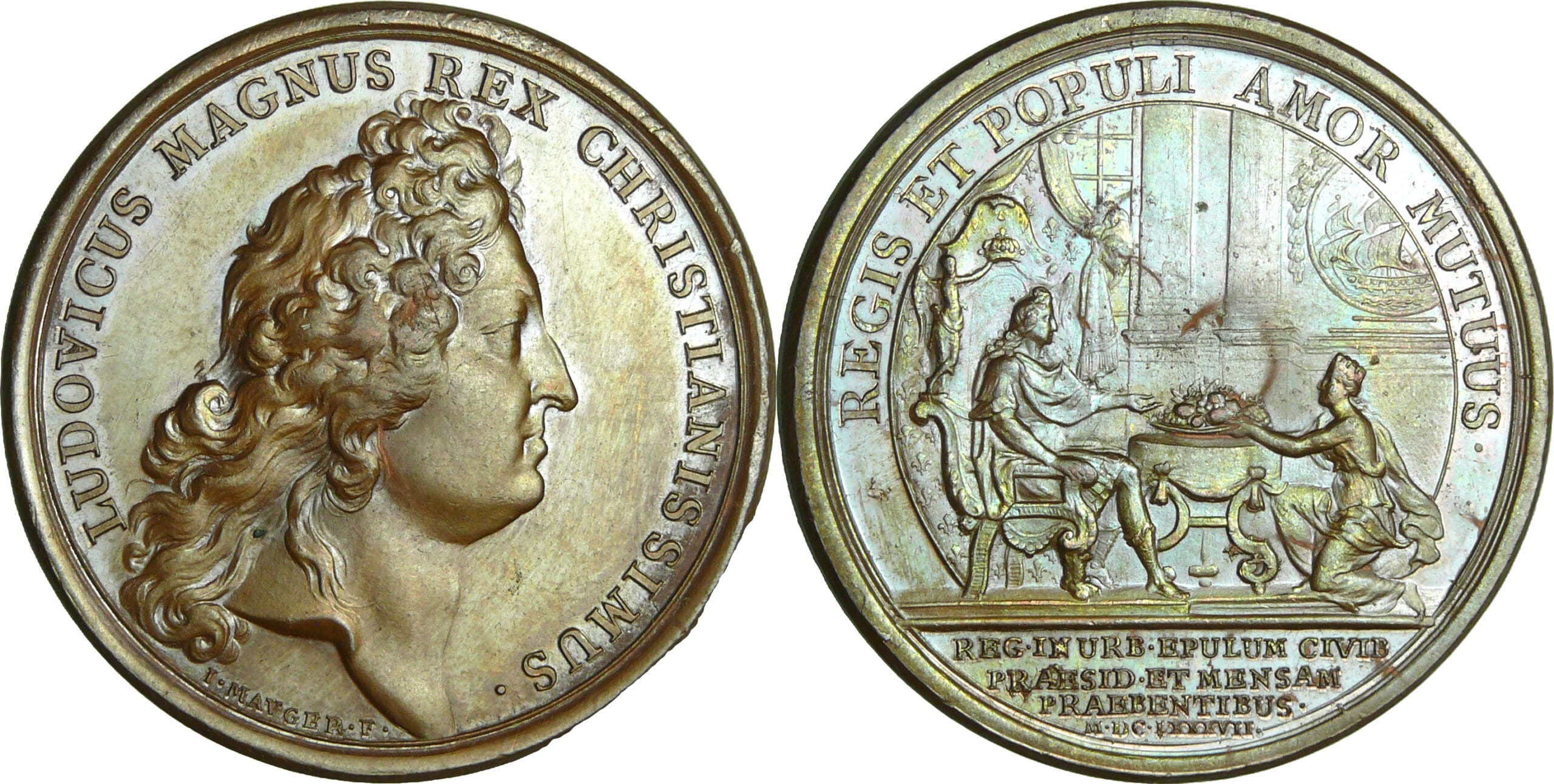 France - Médaille de Louis XIV - Festin offert au roi à l’Hôtel de Ville de Paris 1687, par J. Mauger France - Médaille de Louis XIV - Festin offert au roi à l’Hôtel de Ville de Paris 1687, par J. Mauger