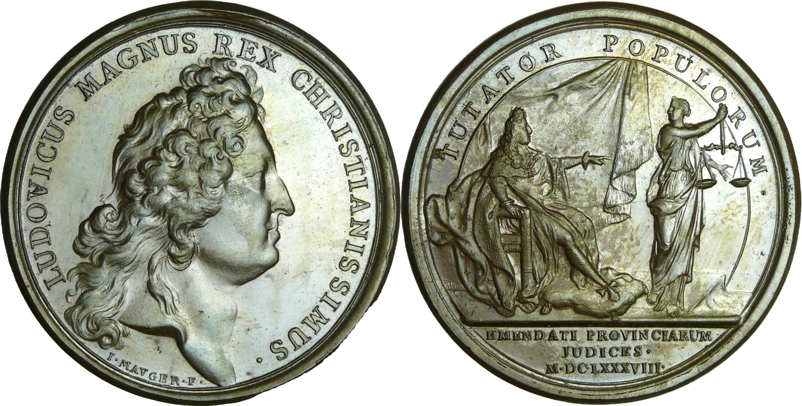 France - Médaille de Louis XIV - Commissaires du conseil envoyés dans les provinces 1688, par J. Mauger France - Médaille de Louis XIV - Commissaires du conseil envoyés dans les provinces 1688, par J. Mauger
