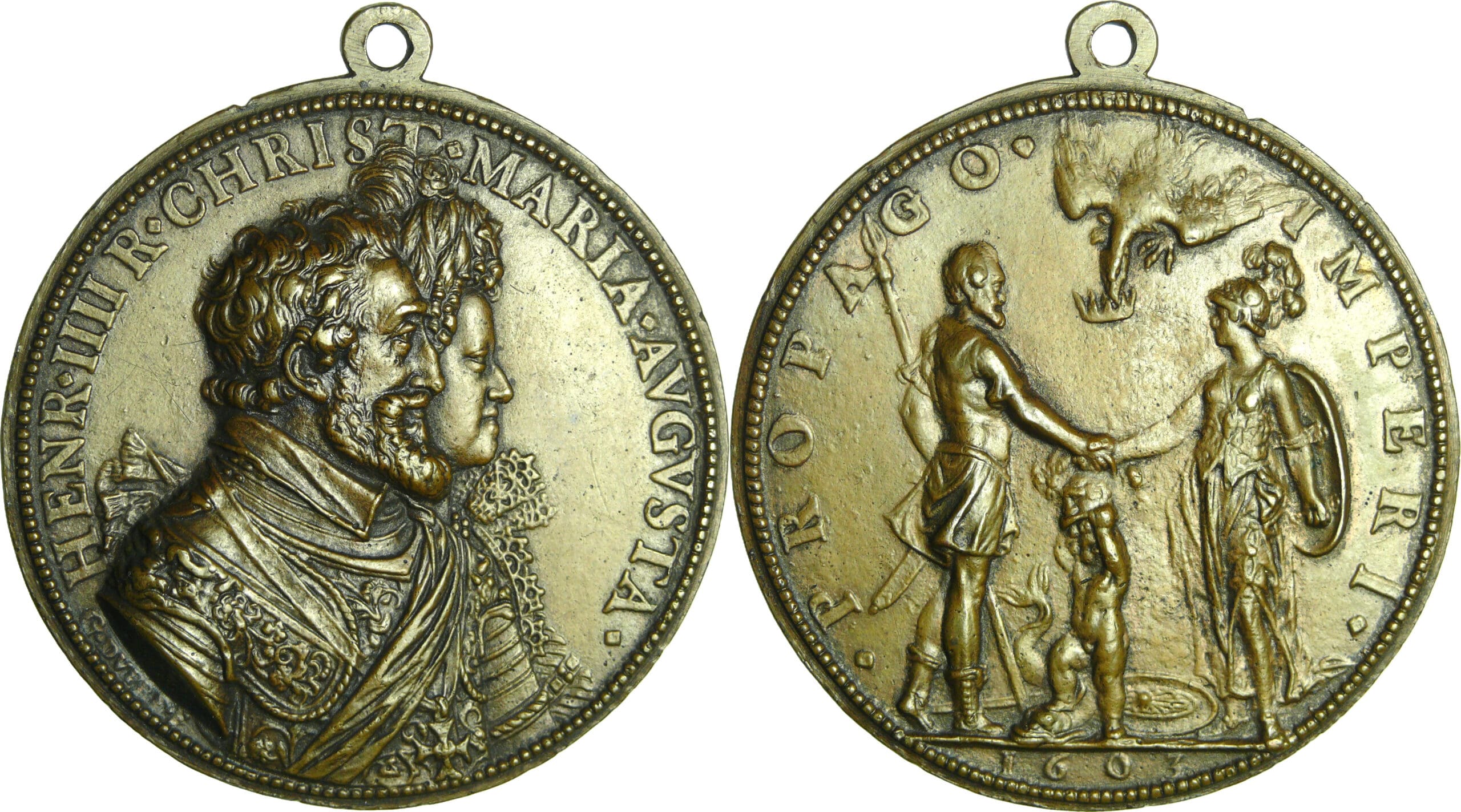 France - Médaille d'Henri IV (1589-1610) - Henri IV, Marie de Médicis et le Dauphin 1603 France - Médaille d'Henri IV (1589-1610) - Henri IV, Marie de Médicis et le Dauphin 1603
